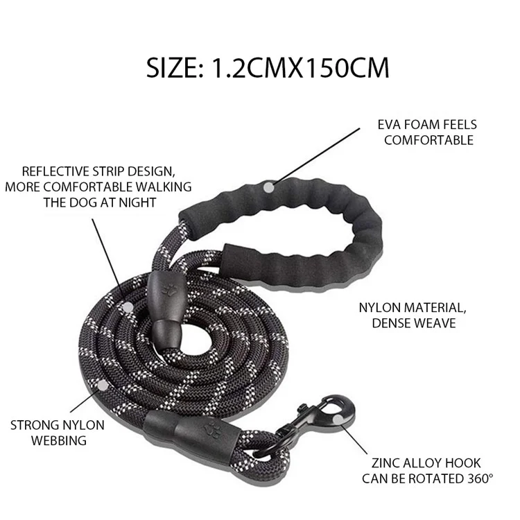 Dog Leash Dog Training Rope Dog Walking Lead Leash with Soft EVA Padded Handle and Reflective Threads - Green
