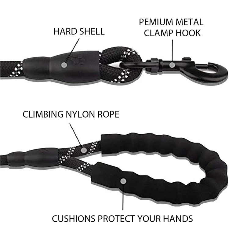 Dog Leash Dog Training Rope Dog Walking Lead Leash with Soft EVA Padded Handle and Reflective Threads - Green