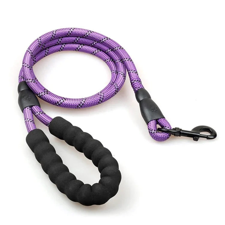 Dog Leash Dog Training Rope Dog Walking Lead Leash with Soft EVA Padded Handle and Reflective Threads - Purple