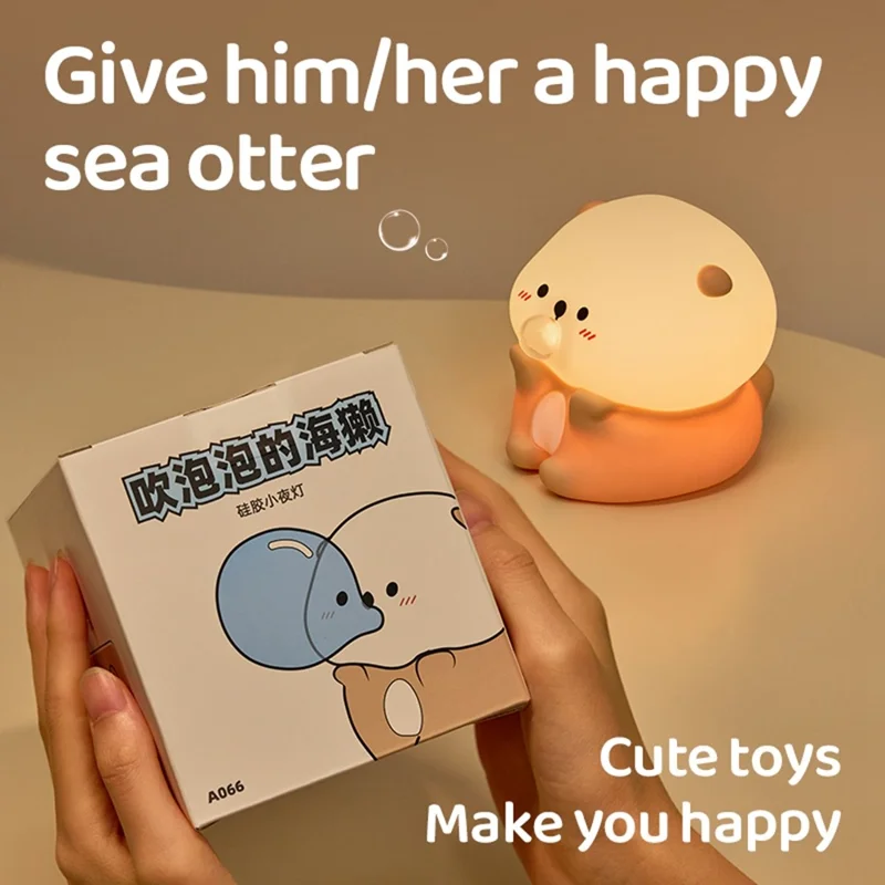 A066 Otter Lampada Notturna con Bolle di Sapone Squishy Adorabile in Silicone