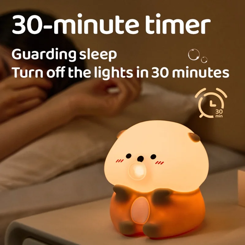 A066 Otter Lampada Notturna con Bolle di Sapone Squishy Adorabile in Silicone