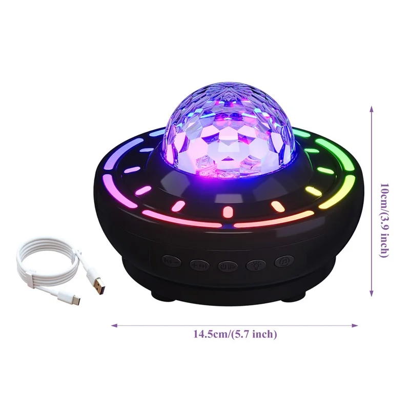SSL001-P USB-Stecker RGB Nachtlicht Bluetooth-kompatible Lautsprecher Sternenhimmel Laser Projektor Lampe - Schwarz