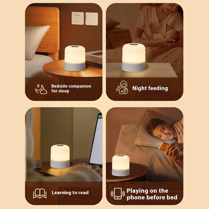 Lampada da comodino ricaricabile con batteria da 800mAh integrata, controllo touch, 3 temperature di colore per camera da letto
