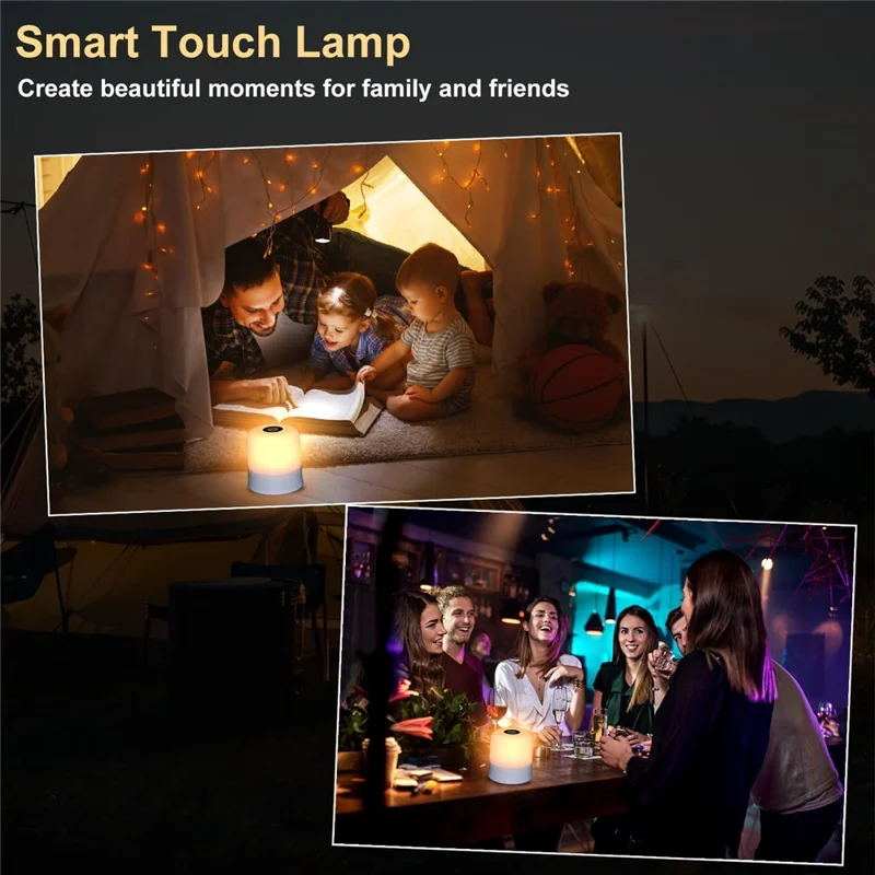 Lampada da Comodino Ricaricabile con Batteria Integrata da 2400mAh, Controllo Touch, 3 Temperature Colore per Camera da Letto