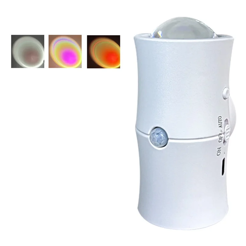 3 Colors Wireless Smart Motion Sensor Night Light for Hallway USB Rechargeable LED Wall Lamp - White