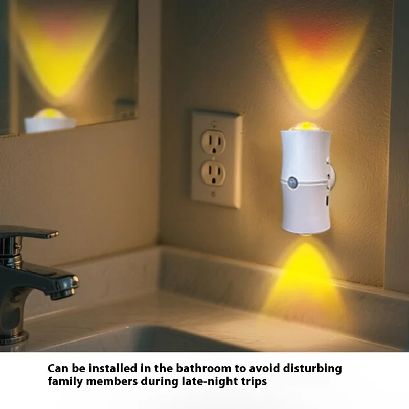 3 Colors Wireless Smart Motion Sensor Night Light for Hallway USB Rechargeable LED Wall Lamp - White