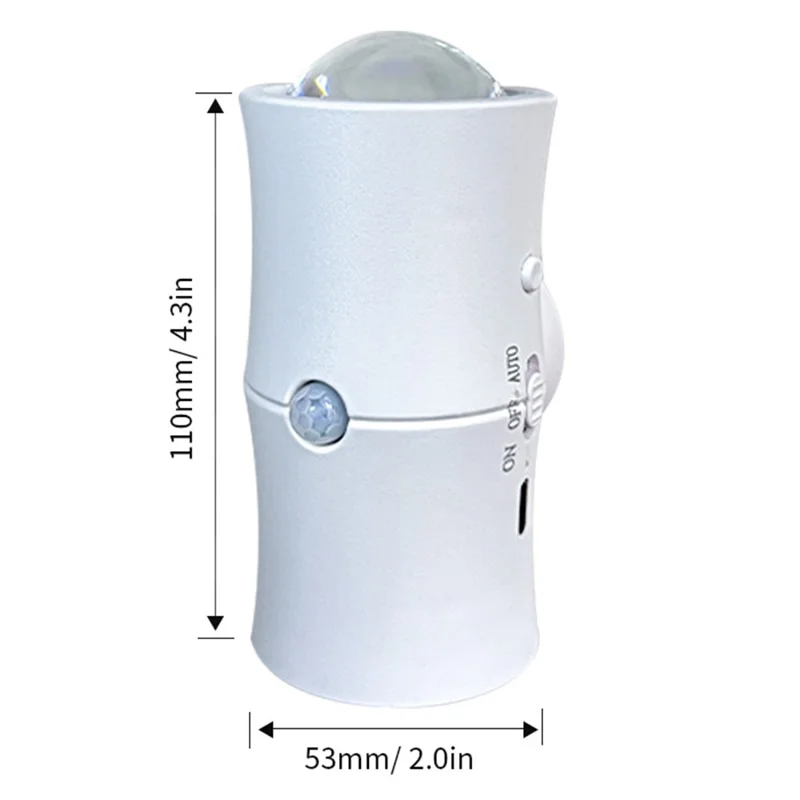 3 Colors Wireless Smart Motion Sensor Night Light for Hallway USB Rechargeable LED Wall Lamp - White