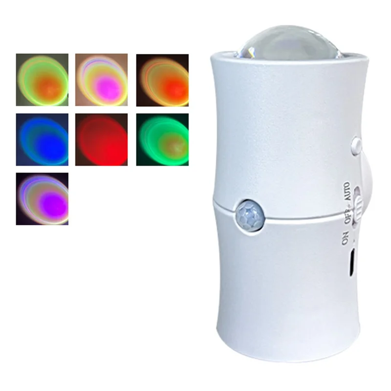 7 Colors RGB Wireless Smart Motion Sensor Night Light for Hallway USB Rechargeable LED Wall Lamp - White