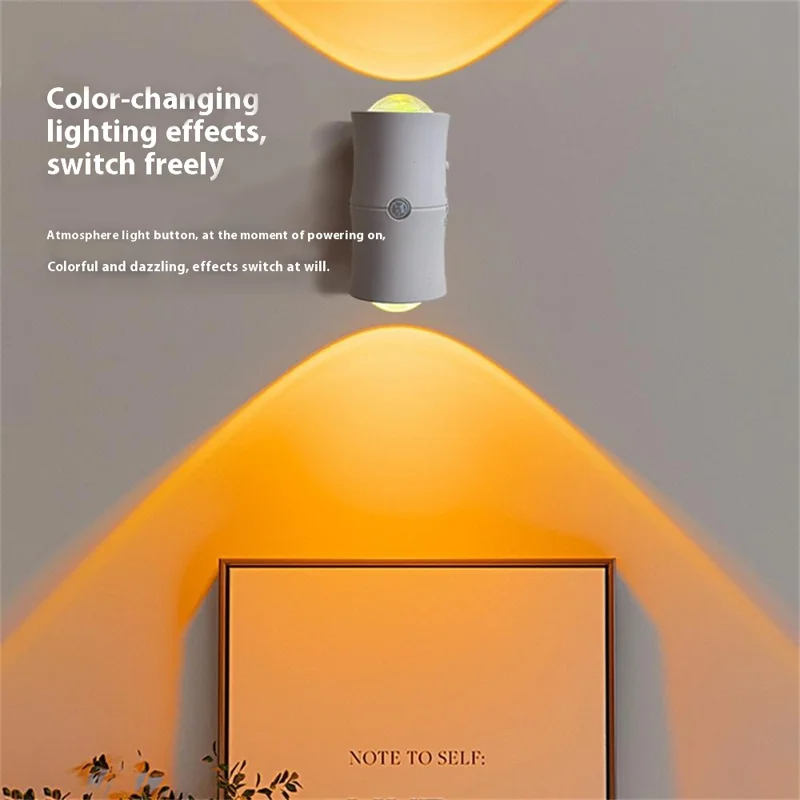 7 Colors RGB Wireless Smart Motion Sensor Night Light for Hallway USB Rechargeable LED Wall Lamp - White