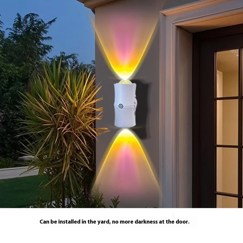 7 Colors RGB Wireless Smart Motion Sensor Night Light for Hallway USB Rechargeable LED Wall Lamp - White