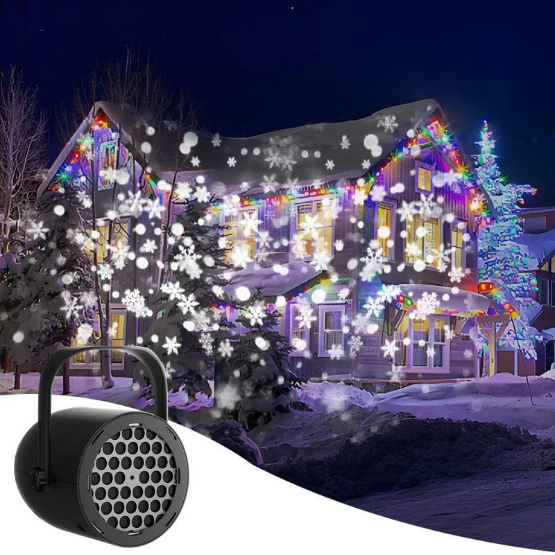 Projecteur LED Dynamique à Motif Lumineux Ambiance Colorée Pour Fête Scène Bar - Projection de Flocon de Neige (Noir)