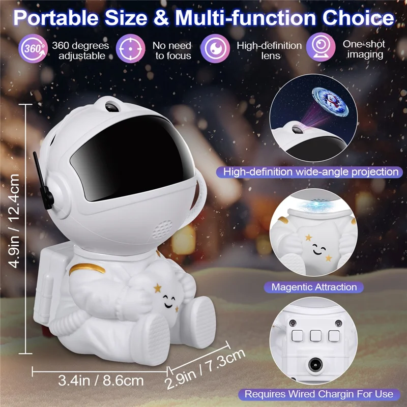 Creative Astronaut Hugging Star Christmas Projector Lamp with 4 Film Discs USB Powered Atmosphere Light Desktop Decor