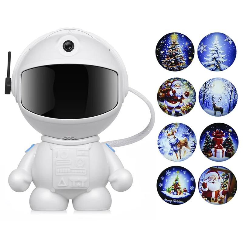 Creative Standing Astronaut Christmas Projector Lamp with 4 Film Discs USB Powered Atmosphere Light Desktop Decor