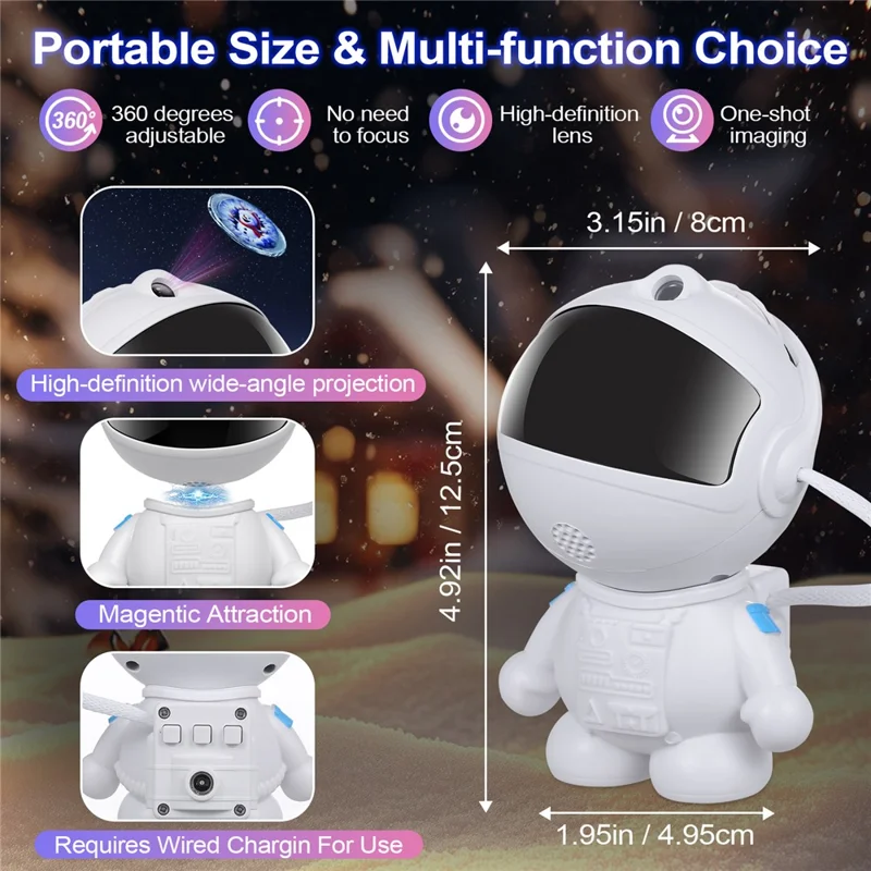Creative Standing Astronaut Christmas Projector Lamp with 4 Film Discs USB Powered Atmosphere Light Desktop Decor