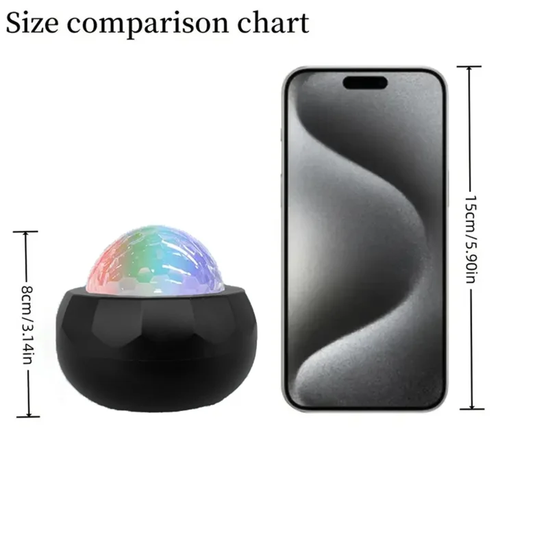 Colorful Water Ripple Mini Projector Light USB Powered Sound Activated Decorative Night Lamp with Remote - Black