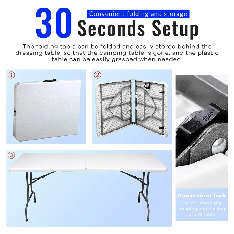 Portable Folding Table Steel + HDPE 1.8m Outdoor Camping Long Desk Home Office Dining Table