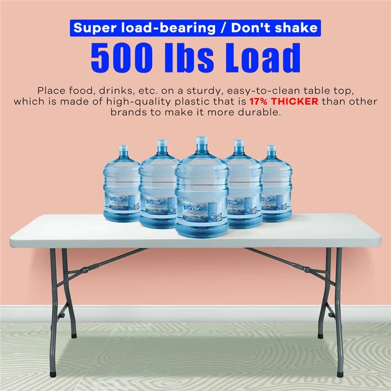 Portable Folding Table Steel + HDPE 1.8m Outdoor Camping Long Desk Home Office Dining Table
