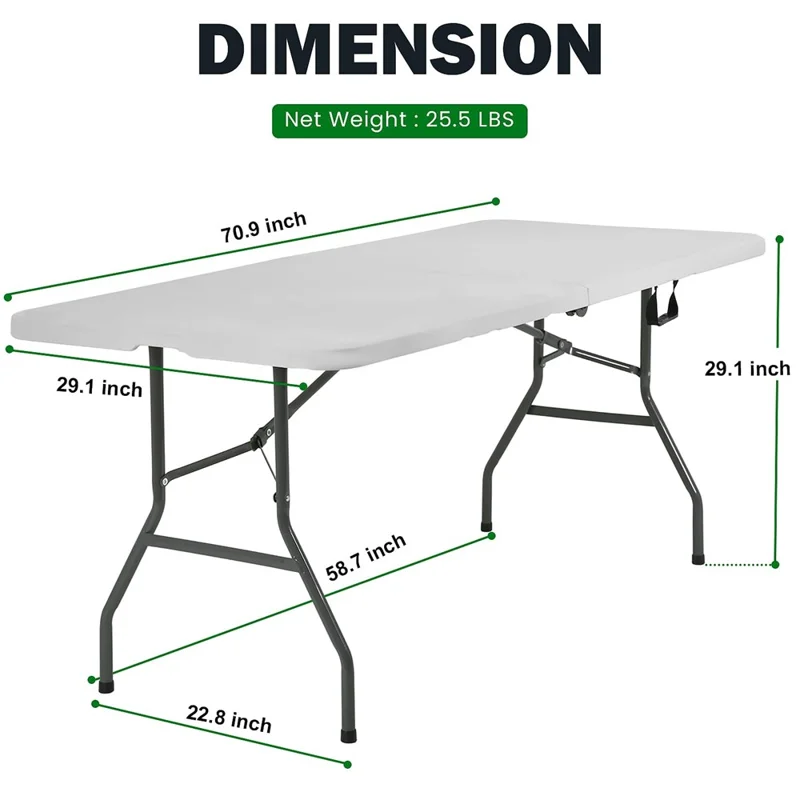 Portable Folding Table Steel + HDPE 1.8m Outdoor Camping Long Desk Home Office Dining Table