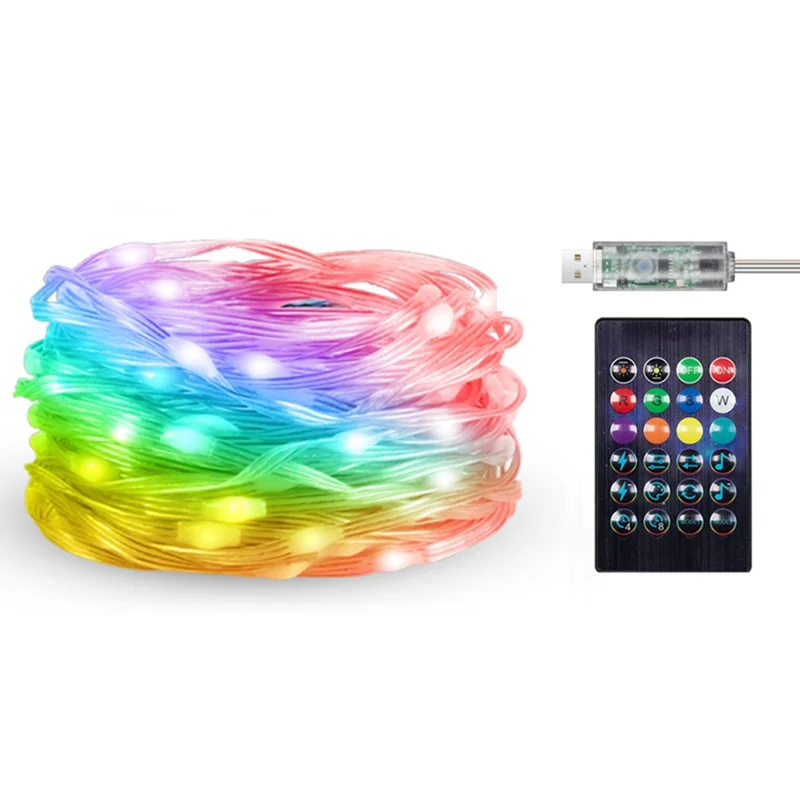 5m 50 LEDs USB Powered RGB Smart LED String Light Music Rhythm App Control Waterproof DIY Ambient Lamp