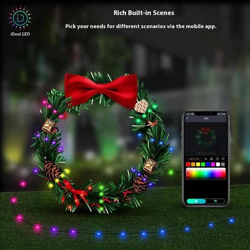 5m 50 LEDs USB Powered RGB Smart LED String Light Music Rhythm App Control Waterproof DIY Ambient Lamp