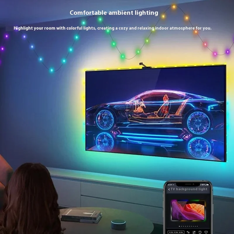 5m 50 LEDs USB Powered RGB Smart LED String Light Music Rhythm App Control Waterproof DIY Ambient Lamp