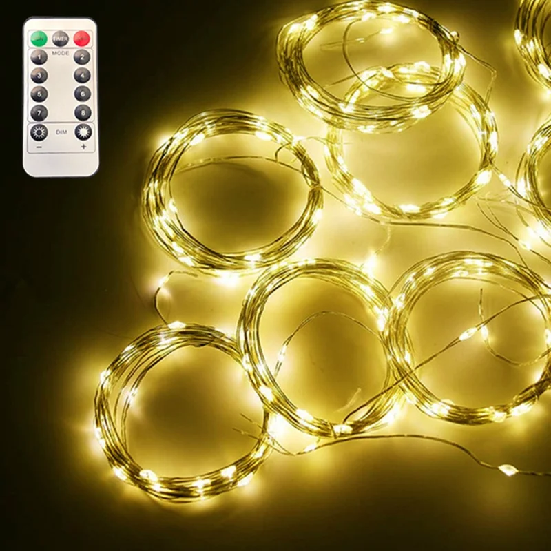 3 x 1m 100 LEDs USB Powered Copper Wire Curtain Lamp Waterfall Fairy String Light Festival Decoration - Warm Light