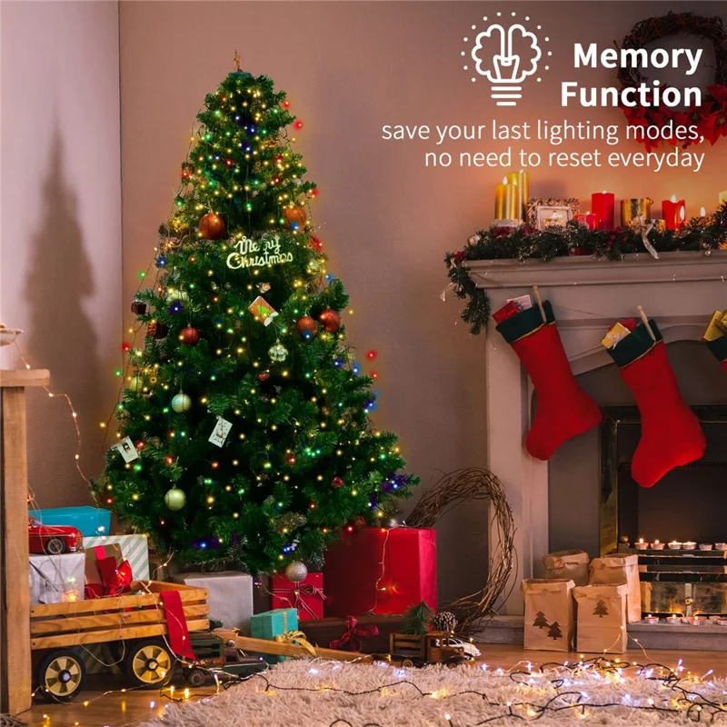 2m 400 LEDs Waterproof Christmas Tree Curtain String Lights 8 Modes Waterfall Fairy Lamp Tree Topper Decor, EU Plug - Colorful Light