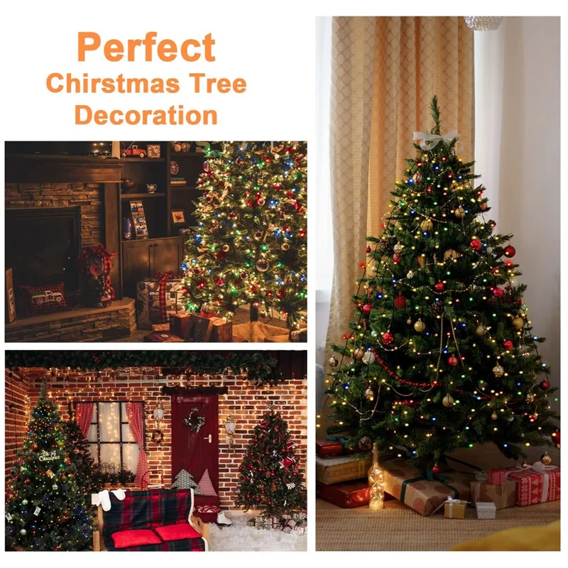 2m 400 LEDs Waterproof Christmas Tree Curtain String Lights 8 Modes Waterfall Fairy Lamp Tree Topper Decor, EU Plug - Colorful Light