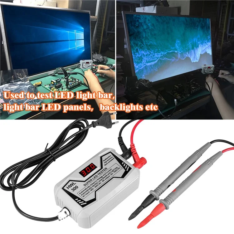 0-300V LED Lamp TV Backlight Tester Multifunctional LED Strips Beads Test Tool Measurement Instruments for LED Light (CE / FCC Certified) - Black / EU Plug