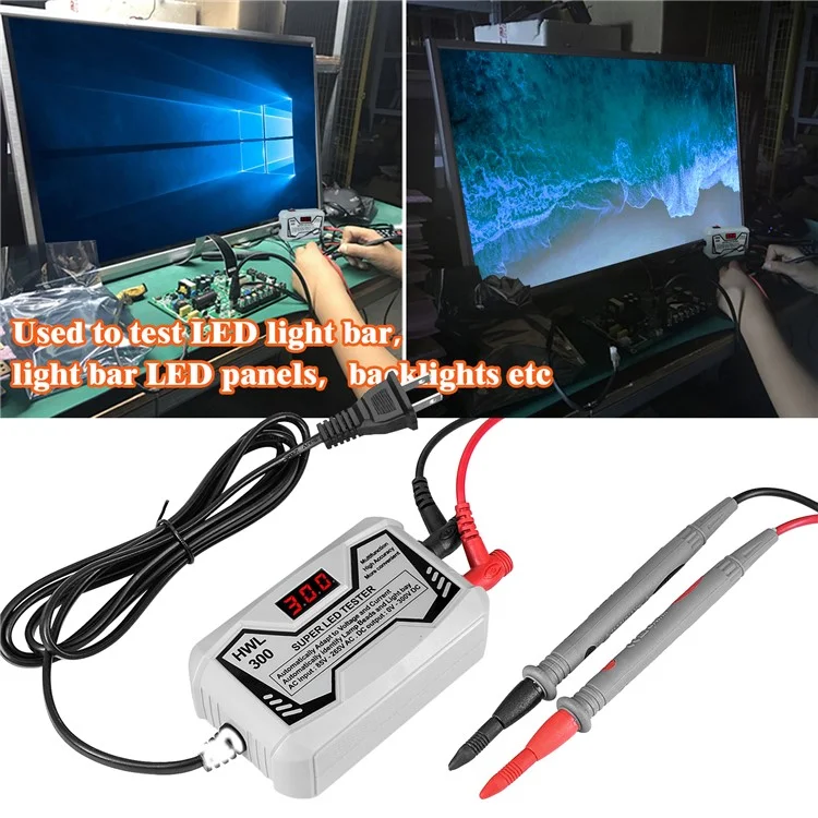 0-300V LED Lamp TV Backlight Tester Multifunctional LED Strips Beads Test Tool Measurement Instruments for LED Light (CE / FCC Certified) - Black / US Plug