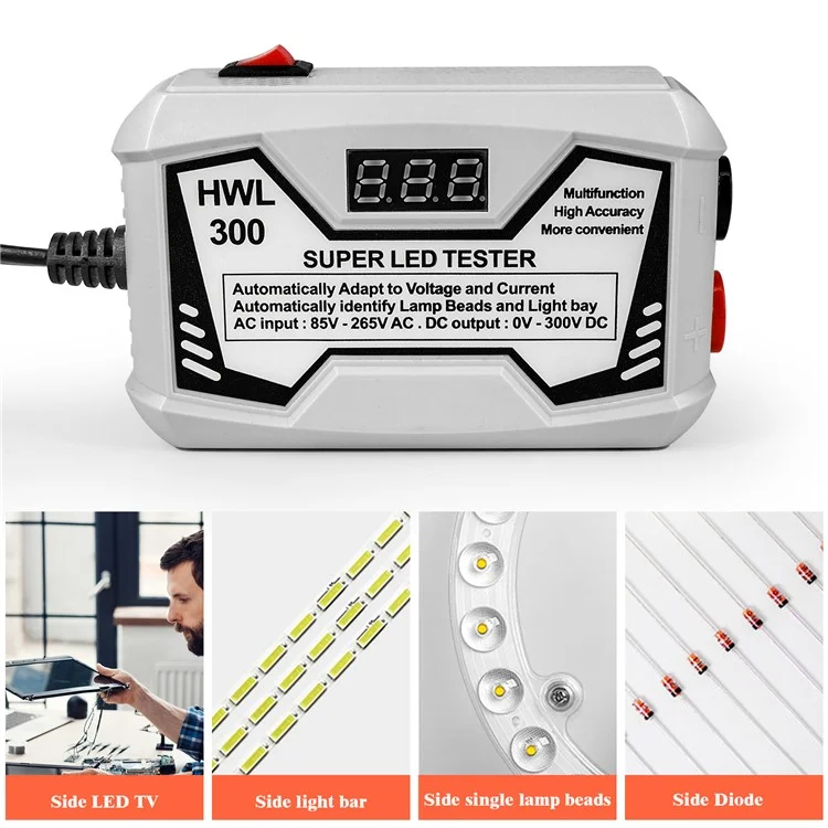 0-300V LED Lamp TV Backlight Tester Multifunctional LED Strips Beads Test Tool Measurement Instruments for LED Light (CE / FCC Certified) - Black / US Plug
