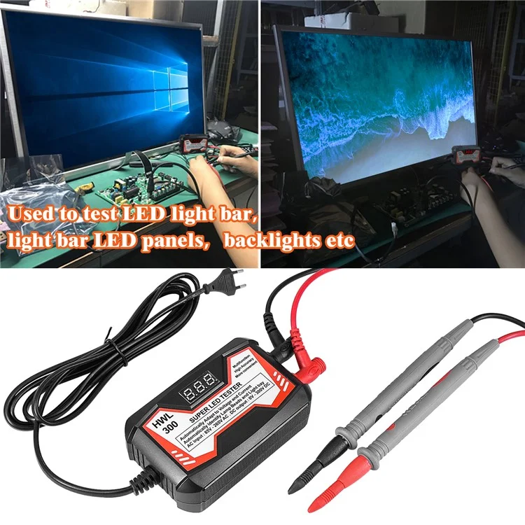 0-300V LED Lamp TV Backlight Tester Multifunctional LED Strips Beads Test Tool Measurement Instruments for LED Light (CE / FCC Certified) - Red / EU Plug