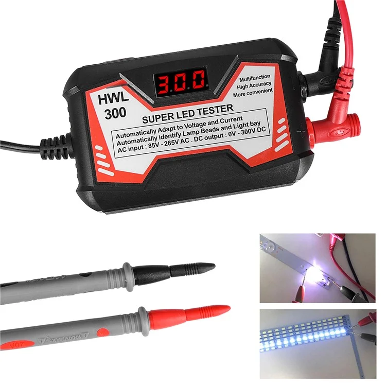 0-300V LED Lamp TV Backlight Tester Multifunctional LED Strips Beads Test Tool Measurement Instruments for LED Light (CE / FCC Certified) - Red / EU Plug