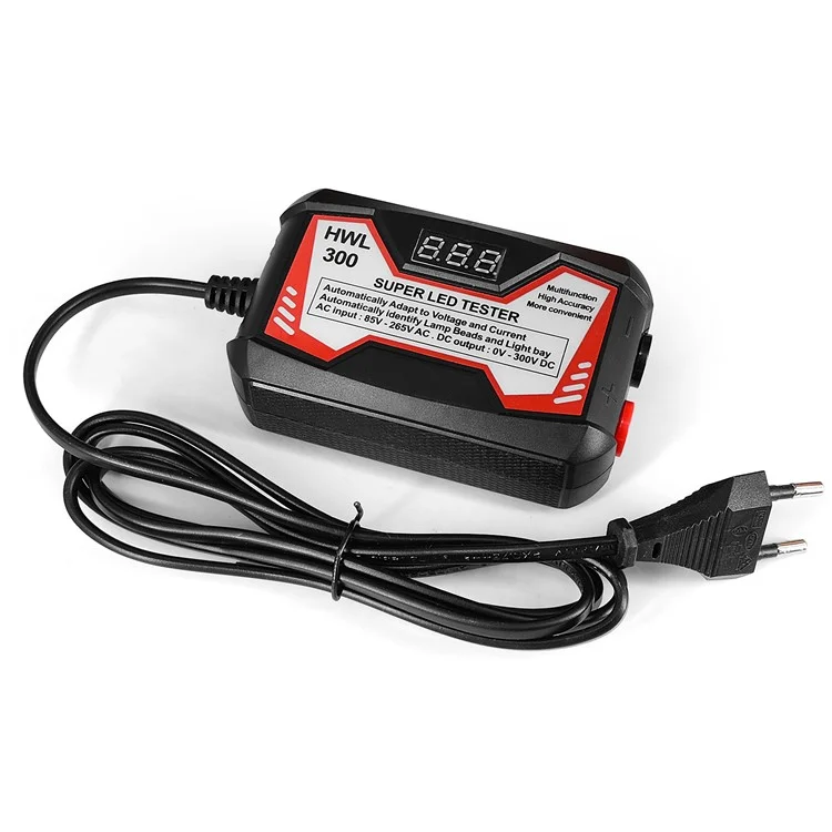 Probador de lámpara LED de 0-300V, probador multifuncional de tiras y cuentas LED para instrumentos de medición de luz LED (certificado CE/FCC) - Rojo / Enchufe AU