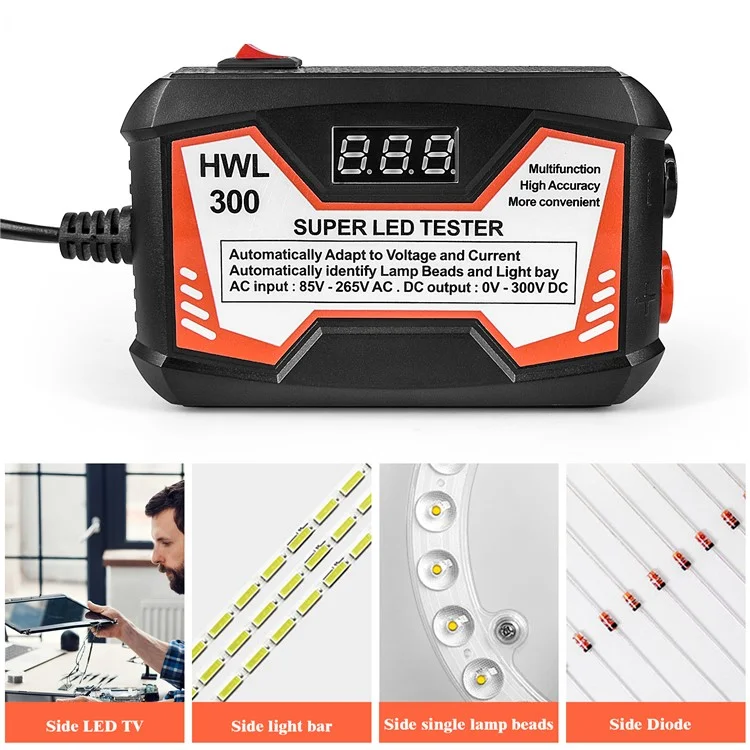 0-300V LED LED TV TV Backlight Tester Multifuncional Strips LED Beads Herramienta de Prueba Instrumentos de Medición Para la Luz LED (CE / FCC Certificado) - Rojo / Enchufe de Ee. Uu.