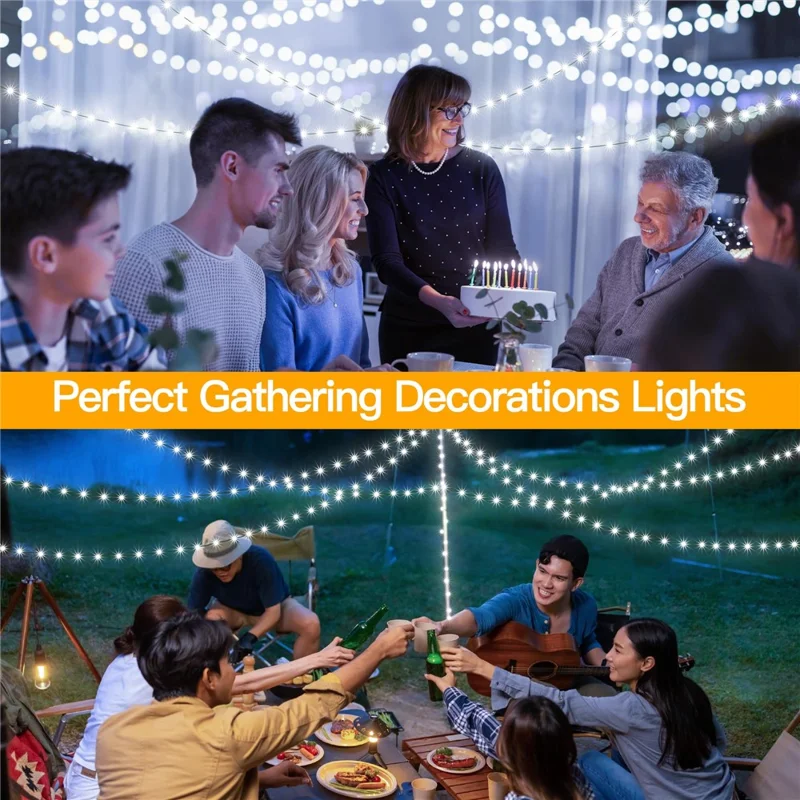 100m 1000 LEDs String Light with Remote Waterproof Ambiance Lamp for Outdoor Garden Tree Decoration, EU Plug - White