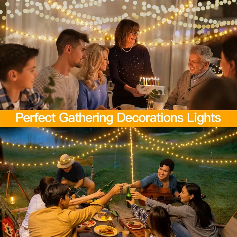 100m 1000 LEDs String Light with Remote Waterproof Ambiance Lamp for Outdoor Garden Tree Decoration, EU Plug - Warm Light
