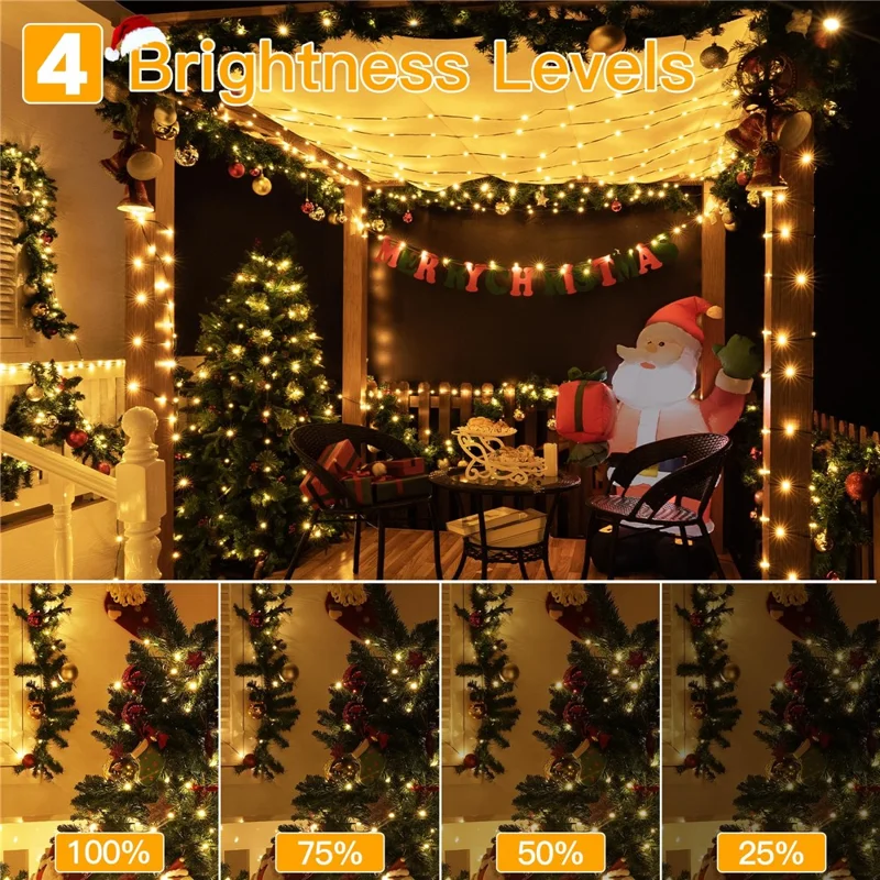 100m 1000 LEDs String Light with Remote Waterproof Ambiance Lamp for Outdoor Garden Tree Decoration, EU Plug - Warm Light