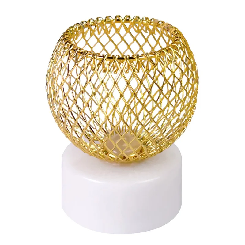 Electronic Candle Light Creative Hollow Gold Plated Wrought Iron Table Night Light for Christmas Decor - 5.3cm Half Ball