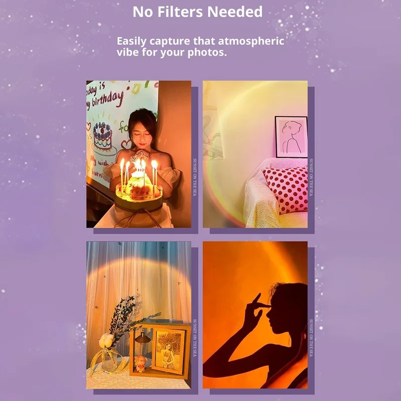 1 Pack LED Touch Sunset Lamp Ambient Light for Photography Battery Powered - Sunset Glow