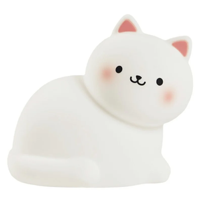 A068 Cute Cat Silicone Night Light Tap Control RGB Light Bedside Lamp Desk Decor