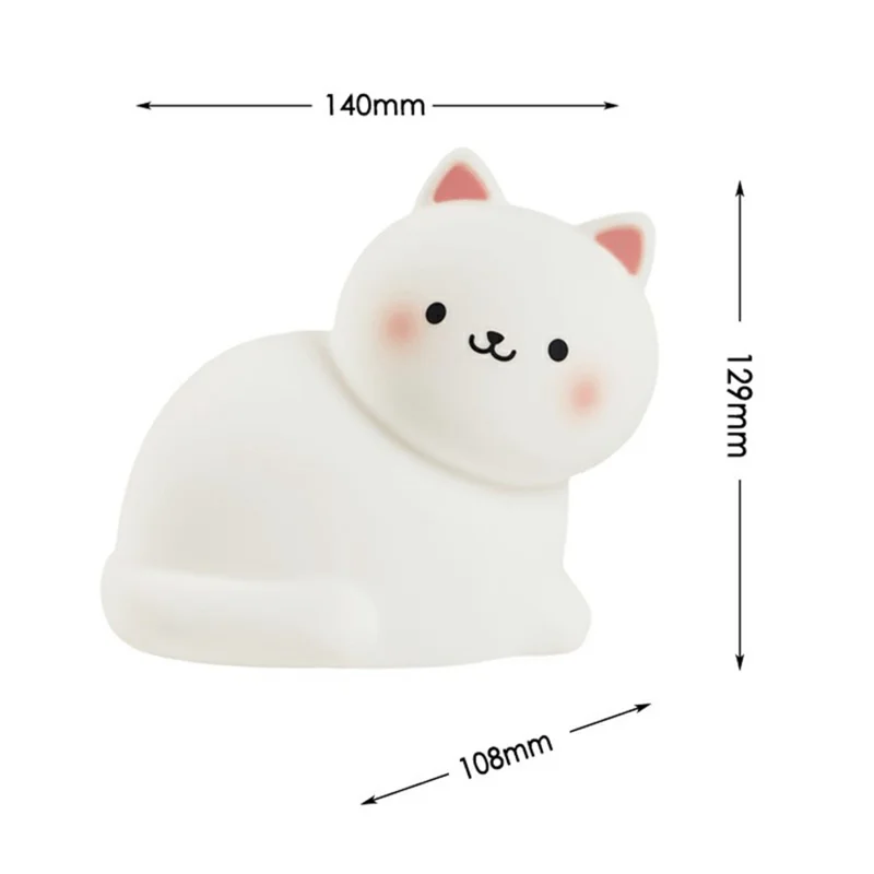 A068 Cute Cat Silicone Night Light Tap Control RGB Light Bedside Lamp Desk Decor