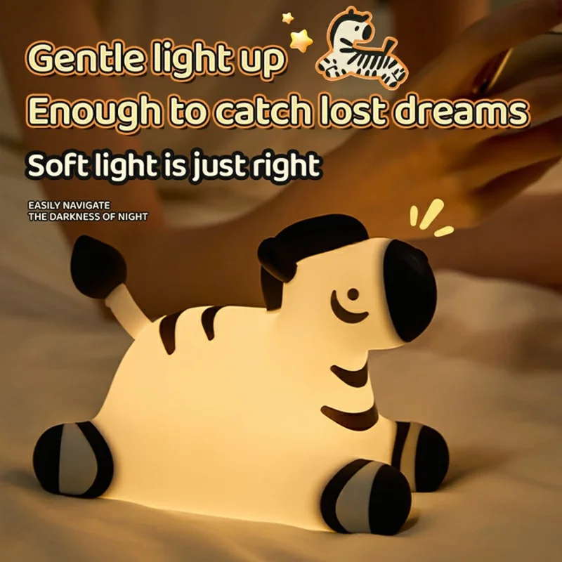 A067 Lampa nocna z żebrem z silikonu, sterowanie dotykowe, lampa przyłóżkowa, prezent, dekoracja do biurka