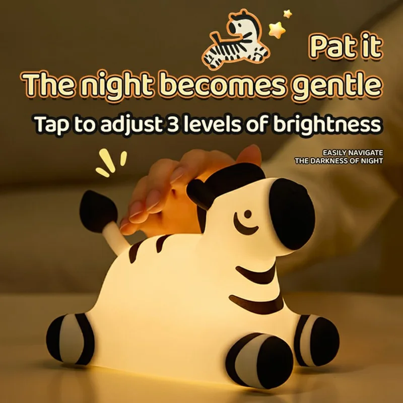 A067 Lampa nocna z żebrem z silikonu, sterowanie dotykowe, lampa przyłóżkowa, prezent, dekoracja do biurka