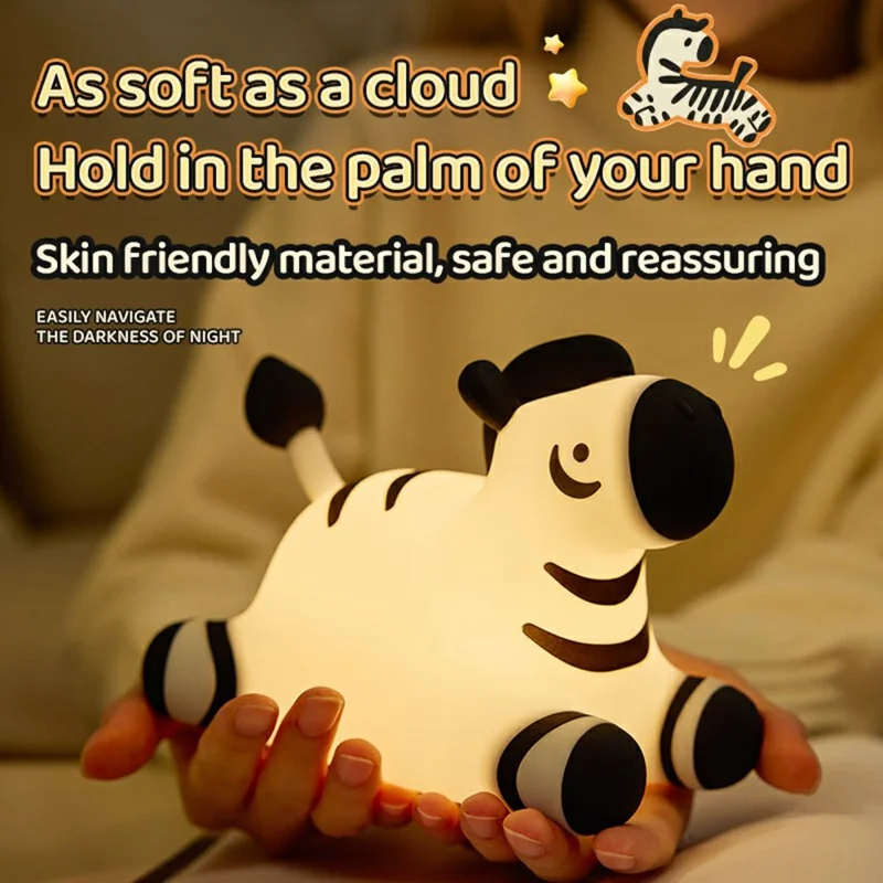 A067 Lampa nocna z żebrem z silikonu, sterowanie dotykowe, lampa przyłóżkowa, prezent, dekoracja do biurka