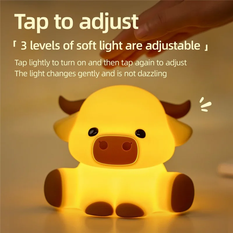 Силиконовый ночной светильник в форме коровы с сенсорным управлением, средство для снятия стресса, настольный декор, игрушка для декомпрессии