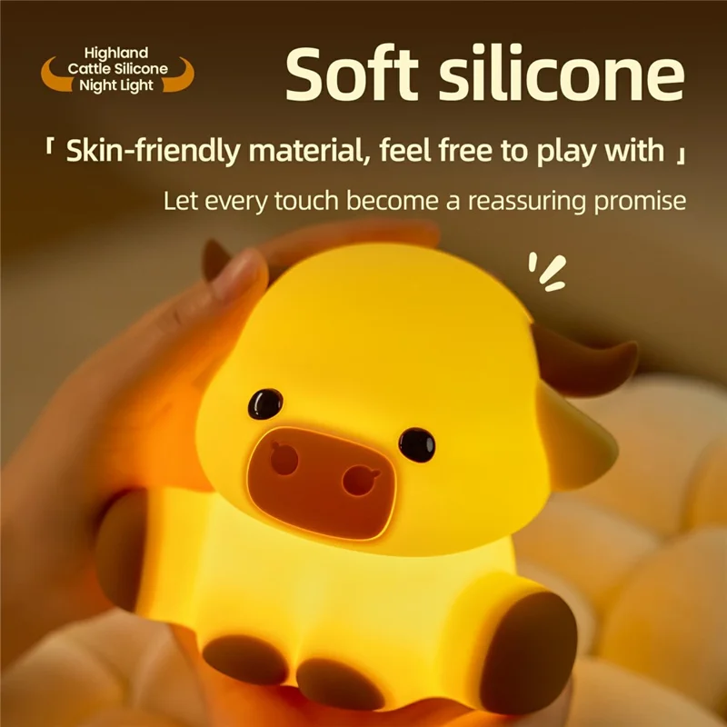 Силиконовый ночной светильник в форме коровы с сенсорным управлением, средство для снятия стресса, настольный декор, игрушка для декомпрессии