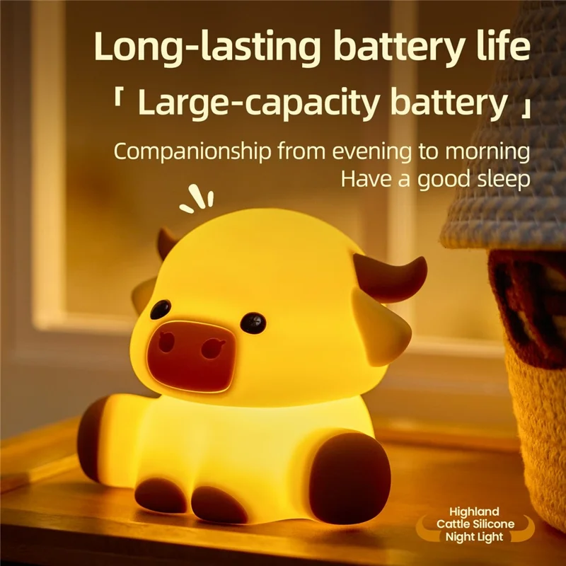 Силиконовый ночной светильник в форме коровы с сенсорным управлением, средство для снятия стресса, настольный декор, игрушка для декомпрессии