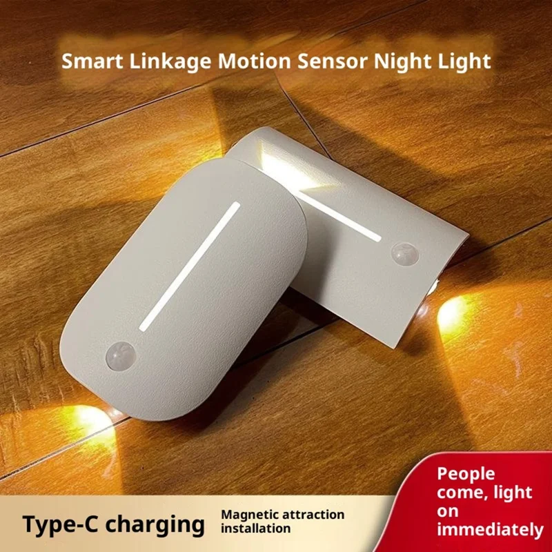 Magnetic Night Light Motion Sensor LED Lamp with 3 Color Modes for Cabinet / Closet / Stairs / Bedroom - Square