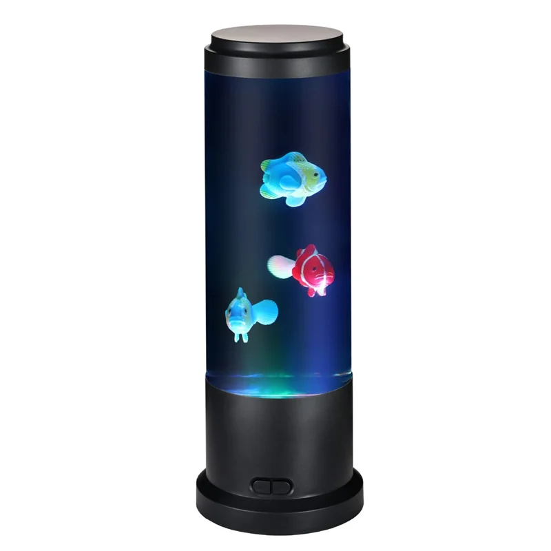 USB LED Color Changing Mood Light Desktop Decorative Night Light for Home Ambiance, EU Plug - Fish